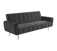 Vente-unique-Sofá Cama de 3 plazas de Terciopelo POLANI - Antracita