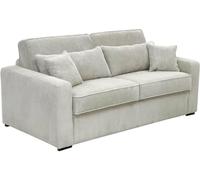 Vente-unique-Sofá Cama de 4 plazas de Apertura rápida de Tela Crema - Cama 160 cm - Colchón de 18 cm - MONDOVI