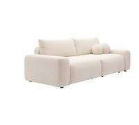 Vente-unique-Sofá Cama de 4 plazas de Tela Texturizada Crema DAVISO