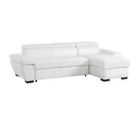 Vente-unique - Sofá Cama esquinero de Cuero Blanco - Ángulo a la Derecha - JONOVA