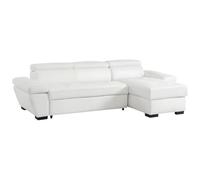 Vente-unique - Sofá Cama esquinero de Cuero Blanco - ¡ngulo a la Derecha - JONOVA