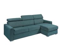 Vente-unique-Sofá Cama esquinero Reversible con Apertura Italiana de Tela Azul - 140 cm de tamaÒo de Dormir - ColchÛn de 18 cm -