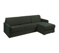 Vente-unique-Sofá Cama esquinero Tipo Italiano y Reversible de Tela Color Verde Abeto - Cama de 160 cm con Listones Anchos - ColchÛn de 14 cm - CALIFE