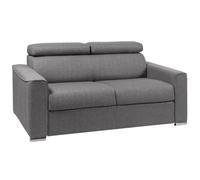 Vente-unique Sofá Cama Italiano 2 plazas de Tela - Gris - Cama 120 cm - ColchÛn 14 cm