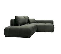 Vente-unique-Sofá Cama rinconera Derecha en Tela Texturizada Verde MINTURNO