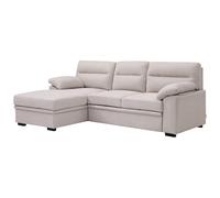 Vente-unique-Sofá Cama rinconera Izquierda en Tela Beige con Bandeja ULENIO