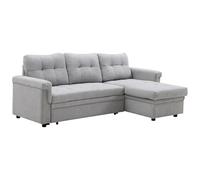 Vente-unique-Sofá Cama rinconera Reversible en Tela Gris Claro DERAMOP