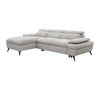 Vente-unique - Sofá Chaise Longue Izquierda de Tela Texturizada con almacenaje Beige MORAVA