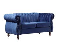 Vente-unique-Sofá Chesterfield 2 plazas de Terciopelo Azul Real Trumbo