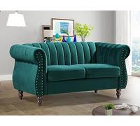Vente-unique-Sofá Chesterfield de 2 plazas de Terciopelo Verde Esmeralda Trumbo