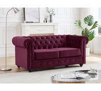 Vente-unique-Sofá de 2 plazas de Terciopelo Morado Chesterfield