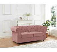 Vente-unique-Sofá de 2 plazas de Terciopelo Rosa Pastel Chesterfield