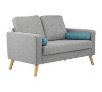 Vente-unique-Sofá de 2 plazas Tatum de Tela - Gris Jaspeado