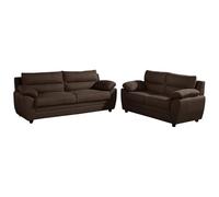 Vente-unique-Sofá de 3+2 plazas Manoa tapizado de Tela - Marrón