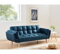 Vente-unique Sofá de 3 plazas Convertible Clic-clac en Tejido Loeline, Color Azul