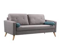 Vente-unique-Sofá de 3 plazas Tatum de Tela - Gris Jaspeado