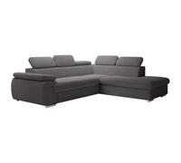 Vente-unique-Sofá de Esquina Derecho Convertible en Terciopelo Gris Oscuro Fabien