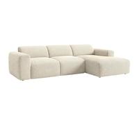 Vente-unique - Sofá esquinero grande a la derecha con asiento eléctrico deslizante de pana beige, Pogni de Maison Céphy