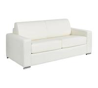 Vente-unique - Sofá extensible de 4 plazas Express, de piel de búfalo blanca - Superficie de descanso 160 cm - Colchón 14 cm Calito
