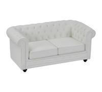 Vente-unique - Sofá Fijo 2 plazas Chesterfield - Piel sintética - Blanco