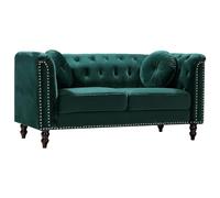 Vente-unique - Sofá Fijo 2 plazas Turner - Terciopelo - Verde Esmeralda