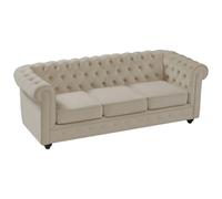 Vente-unique - Sofá Fijo 3 plazas Chesterfield - Terciopelo - Beige