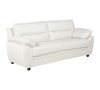 Vente-unique - Sofá Fijo 3 plazas Manoa - Piel sintética - Blanco