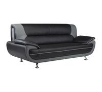 Vente-unique - Sofá Fijo 3 plazas Nigel - Piel sintética - Gris Claro