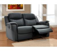 Vente-unique - Sofá Relax 2 plazas Evasion - Piel - Gris Antracita