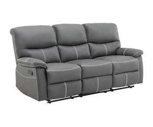 Vente-unique - Sofá Relax 3 plazas Canby - Piel sintética - Gris