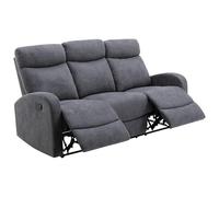 Vente-unique-Sofá Relax de 3 plazas de Tela Gris Evelyn