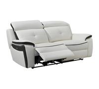 Vente-unique-Sofá Relax eléctrico de 3 plazas de Piel Angelique - Blanco/Antracita