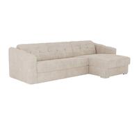 Vente-unique-Sofá rinconera de Apertura r·pida en Tela Texturizada Beige - Somier de l·Minas Anchas 160 cm - ColchÛn 14 cm - DARIELO