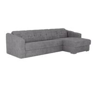 Vente-unique-Sofá rinconera de Apertura r·pida en Tela Texturizada Gris - Cama 140 cm - ColchÛn 14 cm - DARIELO