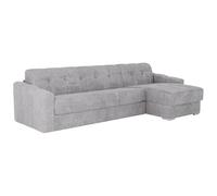 Vente-unique-Sofá rinconera de Apertura r·pida en Tela Texturizada Gris Claro - Somier de l·Minas Anchas 140 cm - ColchÛn 22 cm con viscoel·Stica - DARIELO