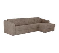 Vente-unique-Sofá rinconera de Apertura r·pida en Tela Texturizada Topo - Cama 160 cm - ColchÛn 18 cm - DARIELO