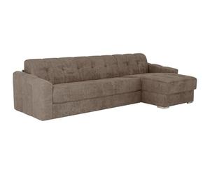 Vente-unique-Sofá rinconera de Apertura r·pida en Tela Texturizada Topo - Somier de l·Minas Anchas 160 cm - ColchÛn 22 cm con viscoel·Stica - DARIELO