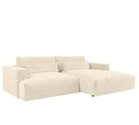 Vente-unique-Sofá rinconera Derecho de Tela Beige Texturizada COLYSA