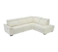 Vente-unique-Sofá rinconera Derecho Relax eléctrico de Tela Beige KOKIBA