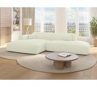 Vente-unique-Sofá rinconera Izquierda de Pana Blanco Roto POGNI de Maison Céphy