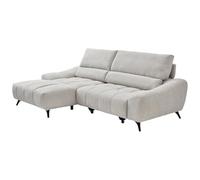 Vente-unique-Sofá rinconera Izquierda Relax con Asiento Deslizante en Tela Beige ELOSIA