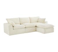 Vente-unique-Sofá rinconera Modular con puf de Pana Gruesa Beige CYROMA