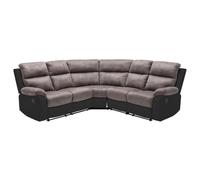 Vente-unique-Sofá rinconera Relax Gris y Negro de Microfibra y Piel sintética TOLZANO