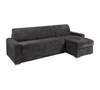 Vente-unique-Sofá rinconera Reversible de Apertura r·pida en Pana Gris - Cama 140 cm - ColchÛn 22 cm con viscoel·Stica - CALITO