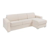Vente-unique-Sofá rinconera Reversible de Apertura r·pida en Tela Beige - Somier de l·Minas Anchas 160 cm - ColchÛn 22 cm con viscoel·Stica - CALITO