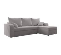 Vente-unique-Sofá rinconera y Reversible de Terciopelo cotelé Gris Claro ONABIA