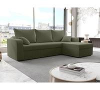 Vente-unique-Sofá rinconera y Reversible en Terciopelo Verde Caqui ONABIA