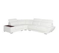 Vente-unique-Sofá rinconero de Piel NAHIA - Blanco - Ángulo Izquierdo