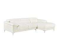 Vente-unique-Sofá rinconero de Piel Solange - Color Blanco - Ángulo Derecho