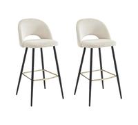 Vente-unique - Taburete Alto Finchy - L 48cm x A 50cm x H 100cm - Terciopelo - Crema